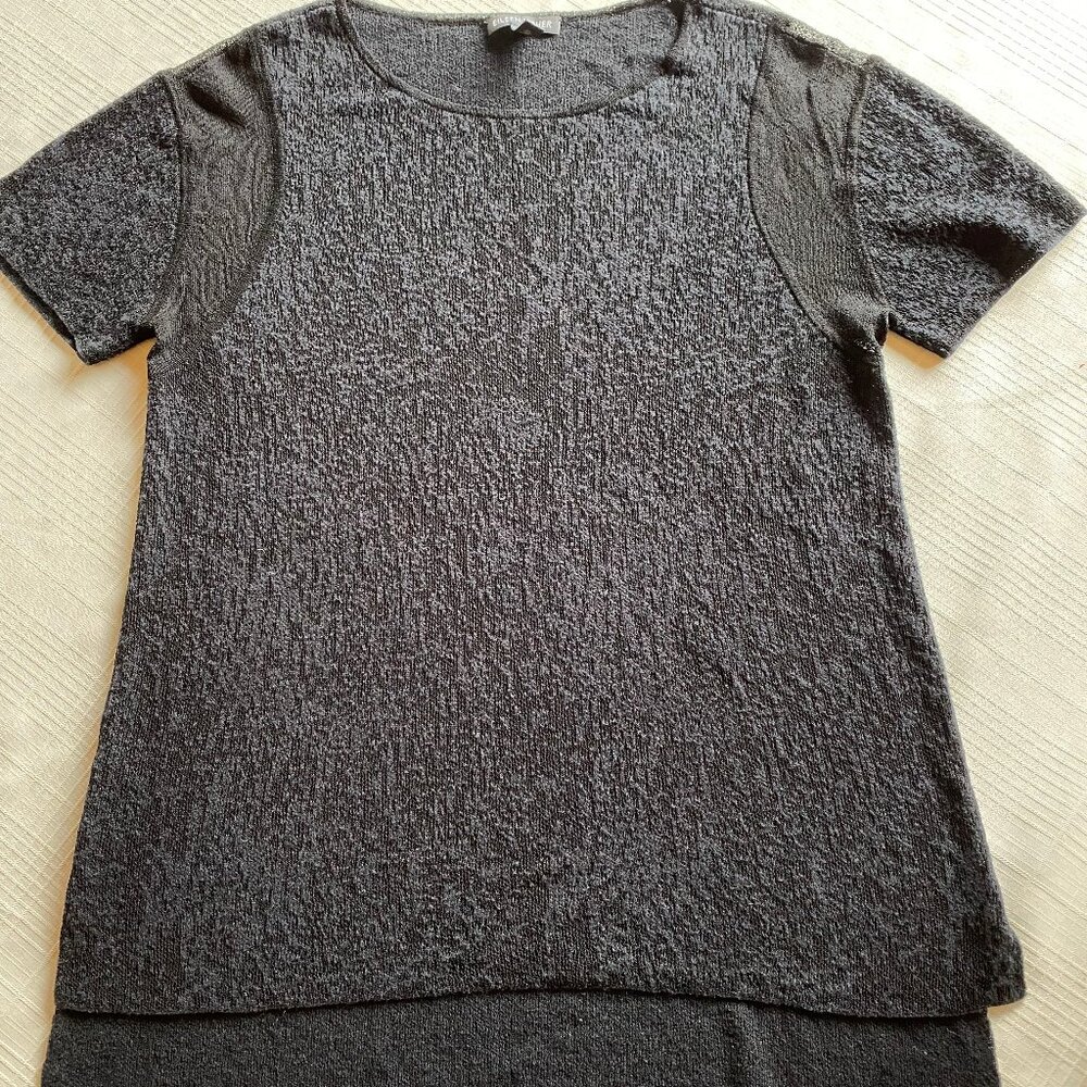 Eileen Fisher Black Cotton/Viscose Short Sleeve Top (M)